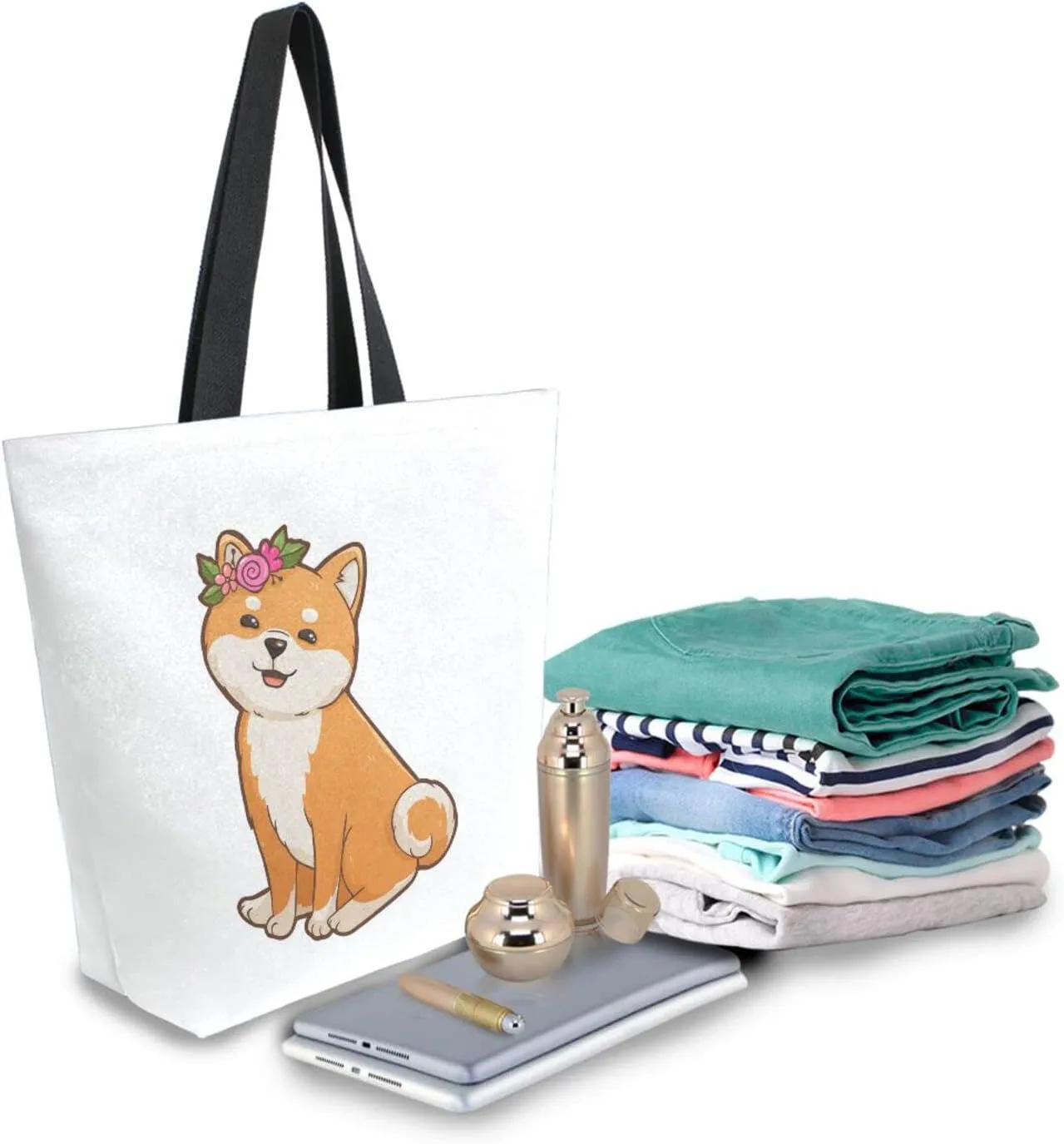 Oyihfvs Canvas Tote Grocery Bag, Women Large Shoulder Bag, Reusable Grocery Handbag