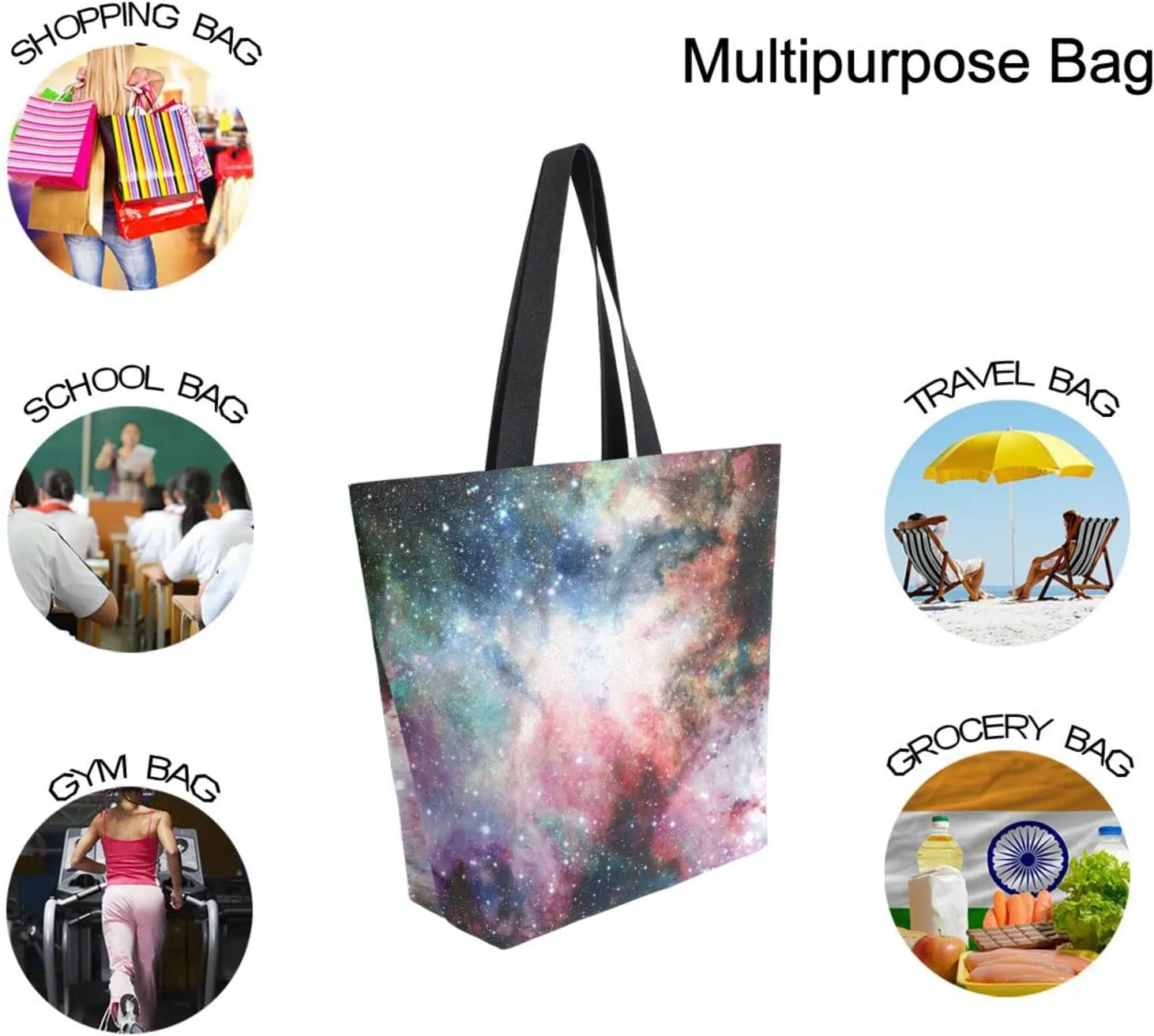 Oyihfvs Canvas Tote Grocery Bag, Women Large Shoulder Bag, Reusable Grocery Handbag