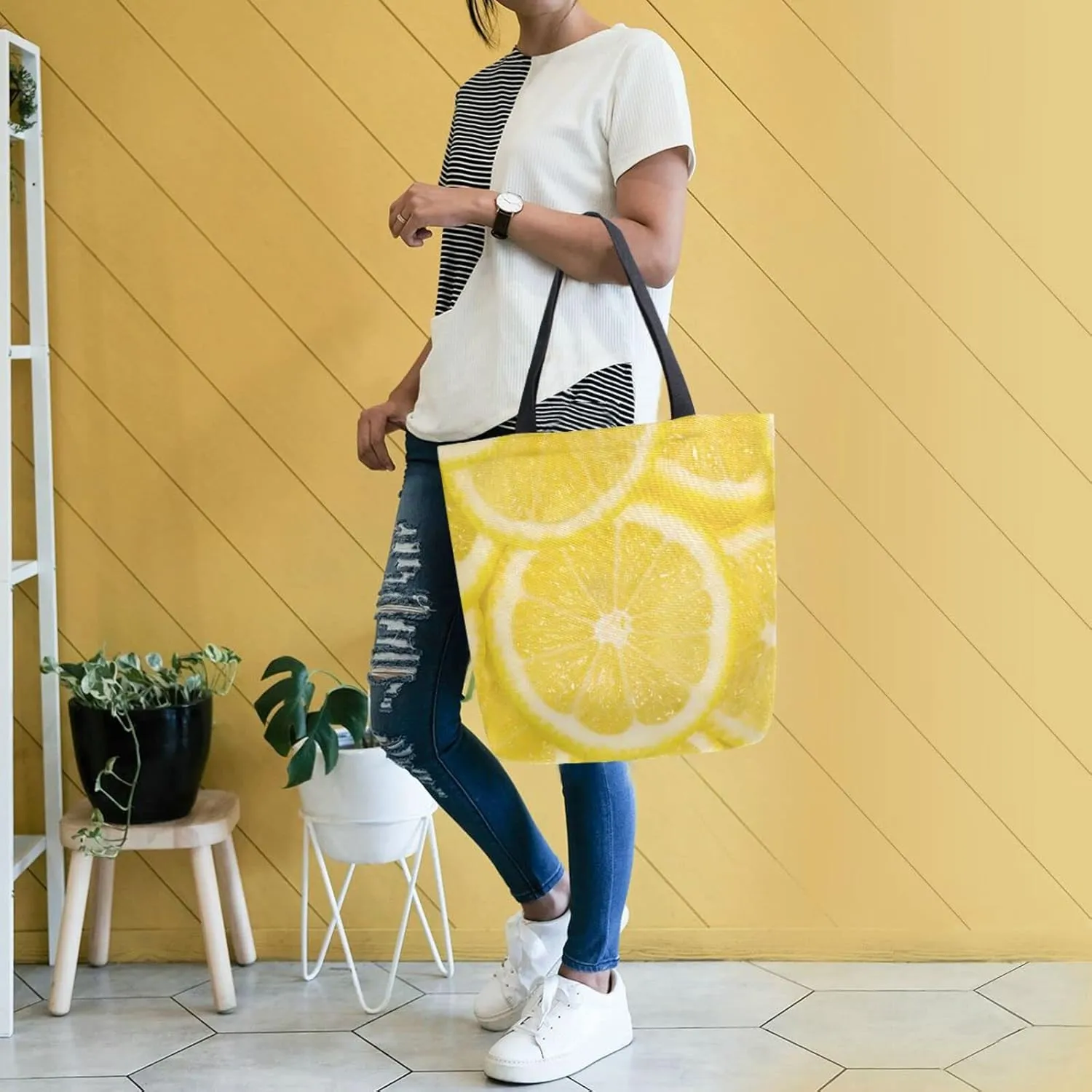 Oyihfvs Canvas Tote Grocery Bag, Women Large Shoulder Bag, Reusable Grocery Handbag