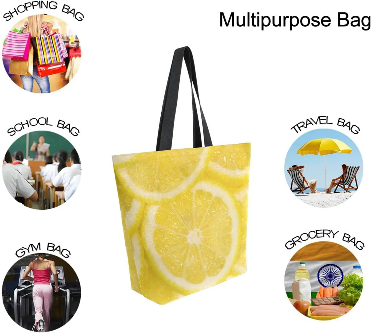 Oyihfvs Canvas Tote Grocery Bag, Women Large Shoulder Bag, Reusable Grocery Handbag