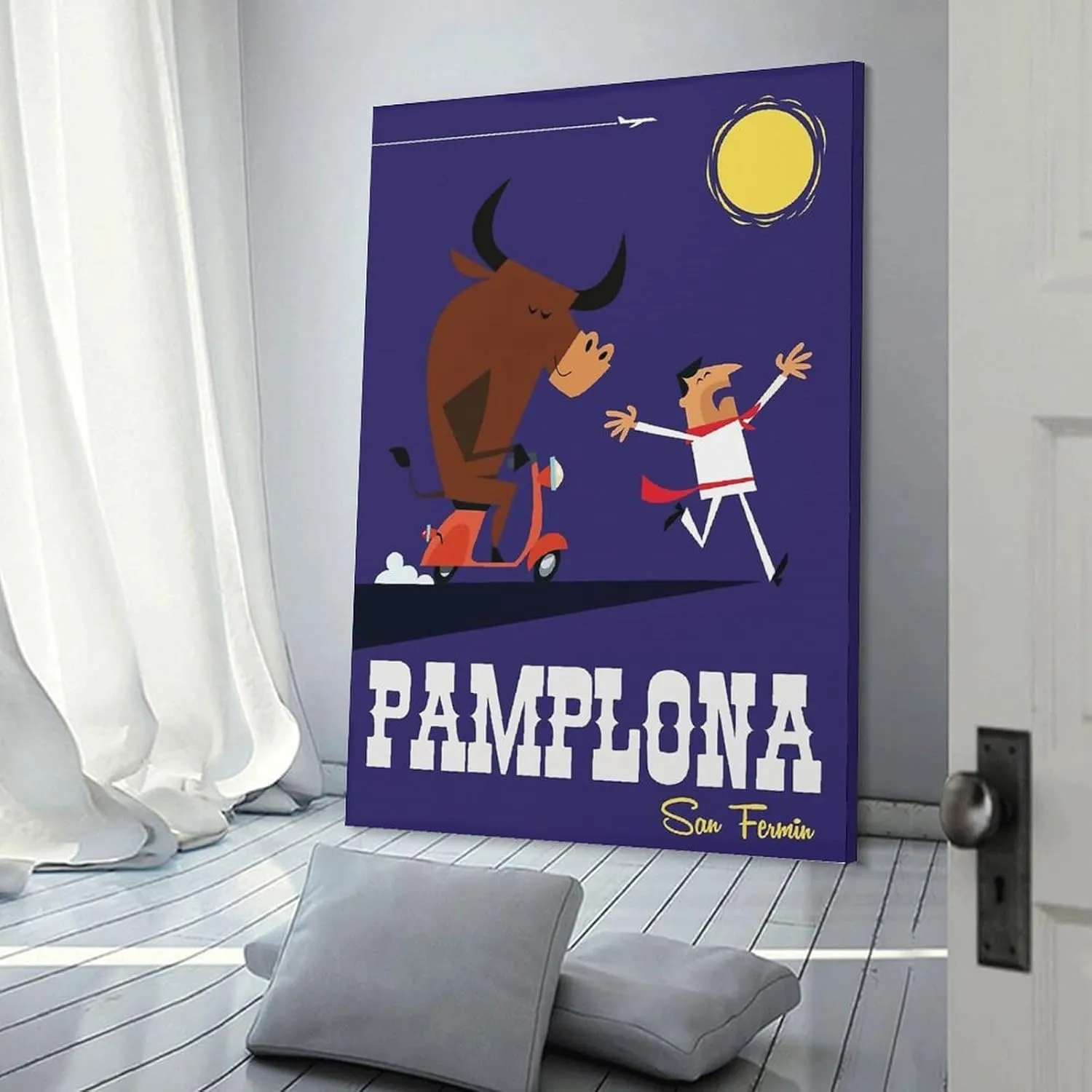 Pamplona Spain Vintage Travel Poster Print Canvas Wall Art for Bedroom Living Room HD Print Posters 08x12inch(20x30cm)