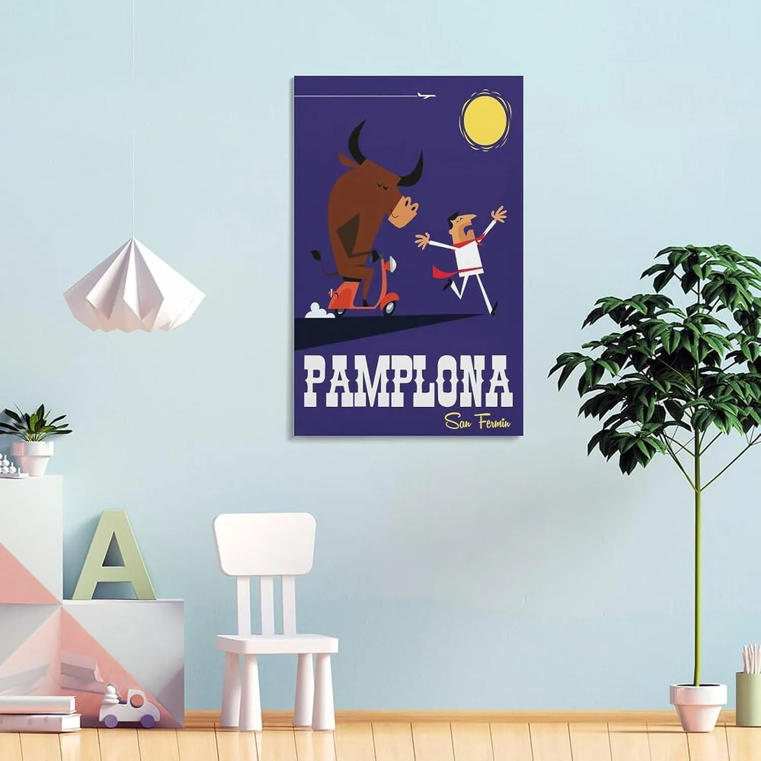 Pamplona Spain Vintage Travel Poster Print Canvas Wall Art for Bedroom Living Room HD Print Posters 08x12inch(20x30cm)