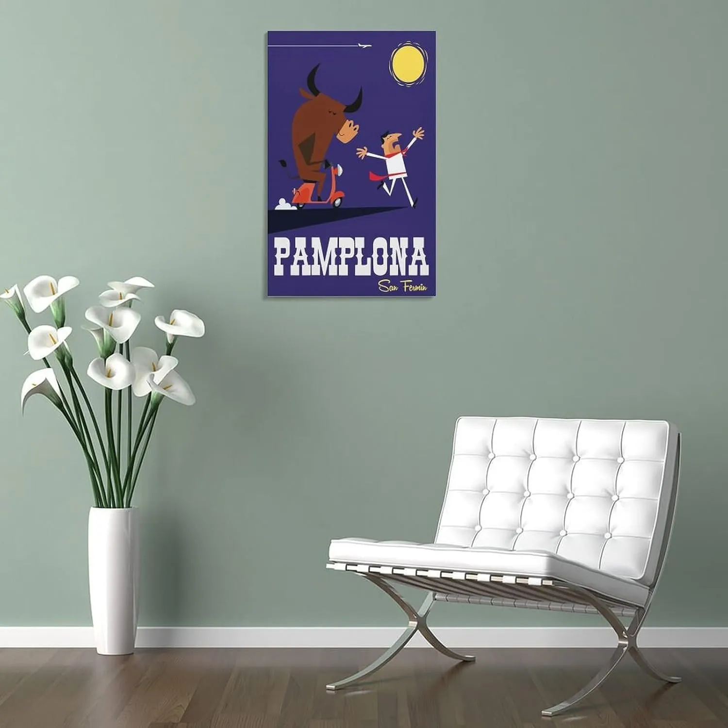 Pamplona Spain Vintage Travel Poster Print Canvas Wall Art for Bedroom Living Room HD Print Posters 08x12inch(20x30cm)