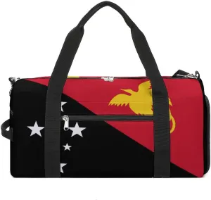 Papua New Guinea Flag Gym Duffel Bag for Boys Girls Lightweight with Shoe Compartment