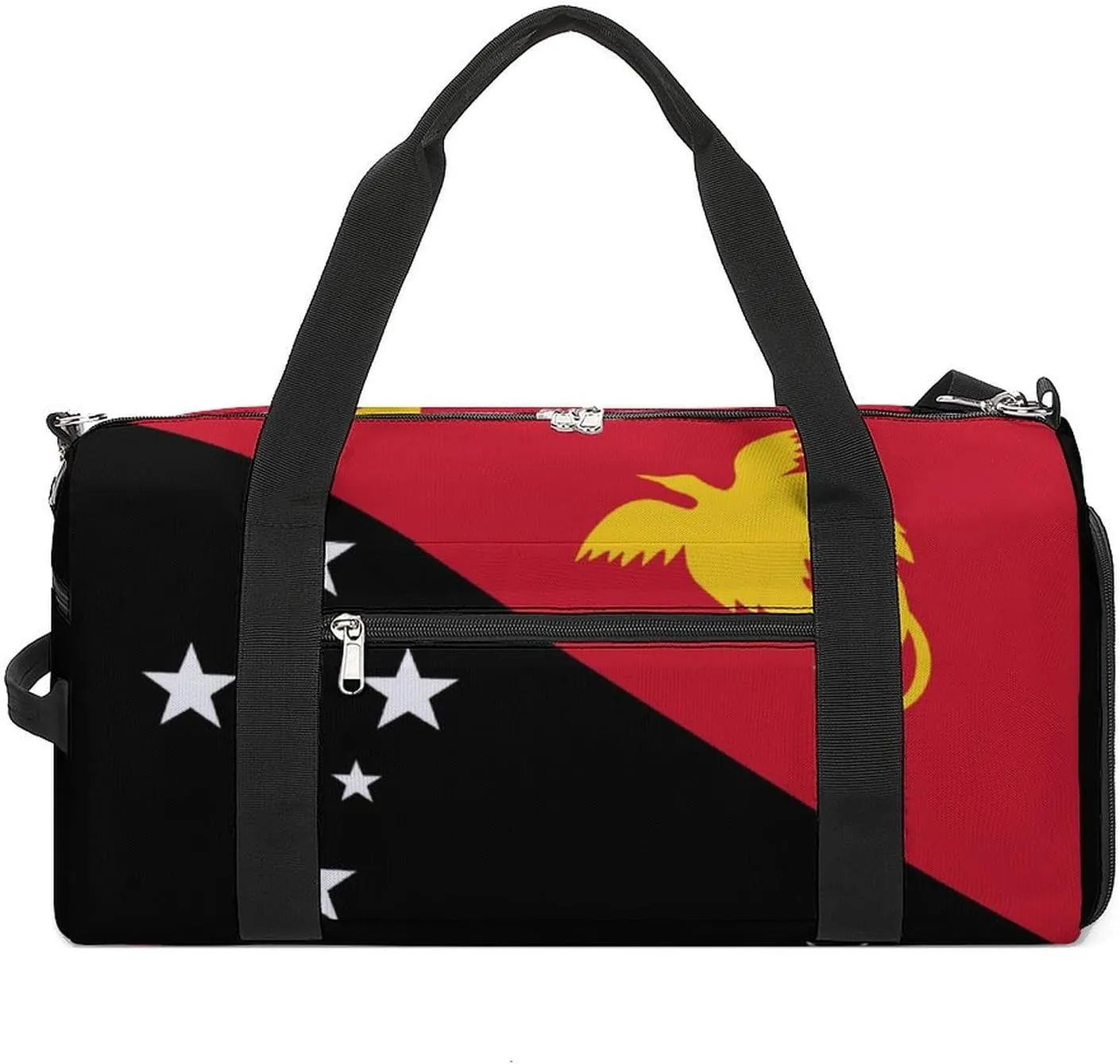 Papua New Guinea Flag Gym Duffel Bag for Boys Girls Lightweight with Shoe Compartment