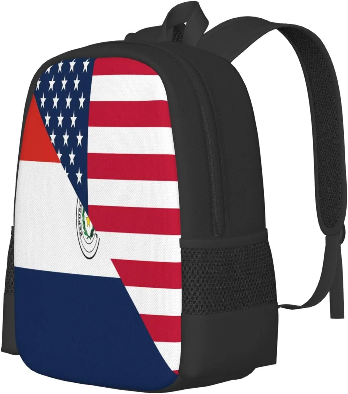 Paraguay American Flag Half Paraguayan Casual Backpacks Large Capacity Backpack Laptop Rucksack Sport Daypack Commuter Bags with Adjustable Strap for Traveling Camping