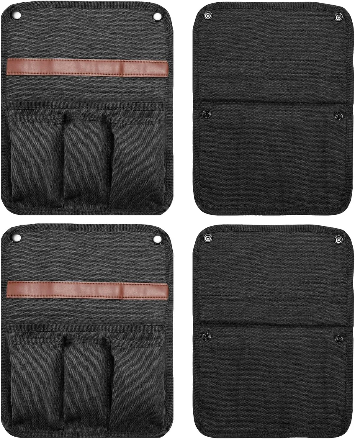PATIKIL Chair Armrest Organizer, 2 Pack Outdoor Folding Chairs Arm Rest Side Magazines Snacks Bag Waterproof Storage Pouch for Camping, Black