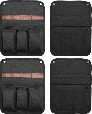 PATIKIL Chair Armrest Organizer, 2 Pack Outdoor Folding Chairs Arm Rest Side Magazines Snacks Bag Waterproof Storage Pouch for Camping, Black