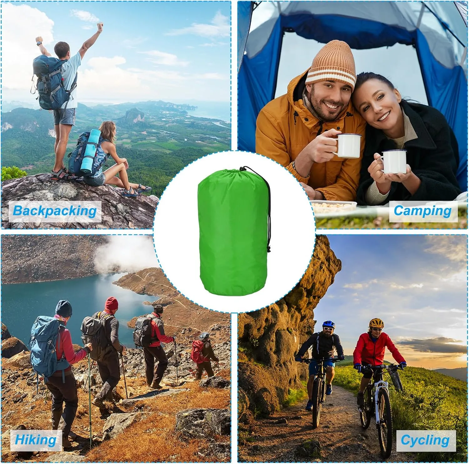 PATIKIL Stuff Sack, Waterproof Outdoor Storage Sack Portable Drawstring Dust Flap Bag for Camping Hiking