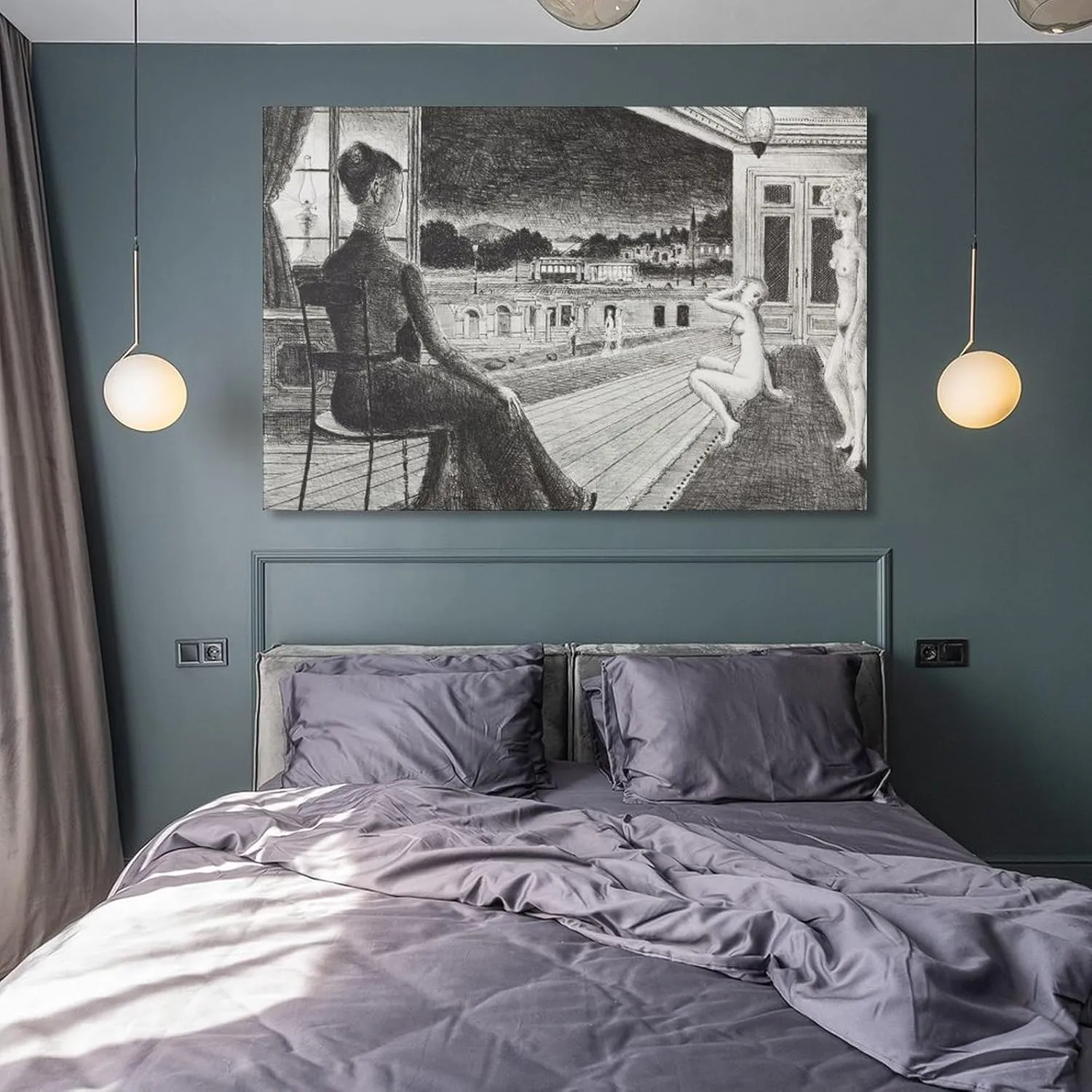 Paul Delvaux Posters Print Devant La Ville Posters Art Print Wall Photo Paint Poster Hanging Picture Family Bedroom Decor Gift 08x12inch(20x30cm)