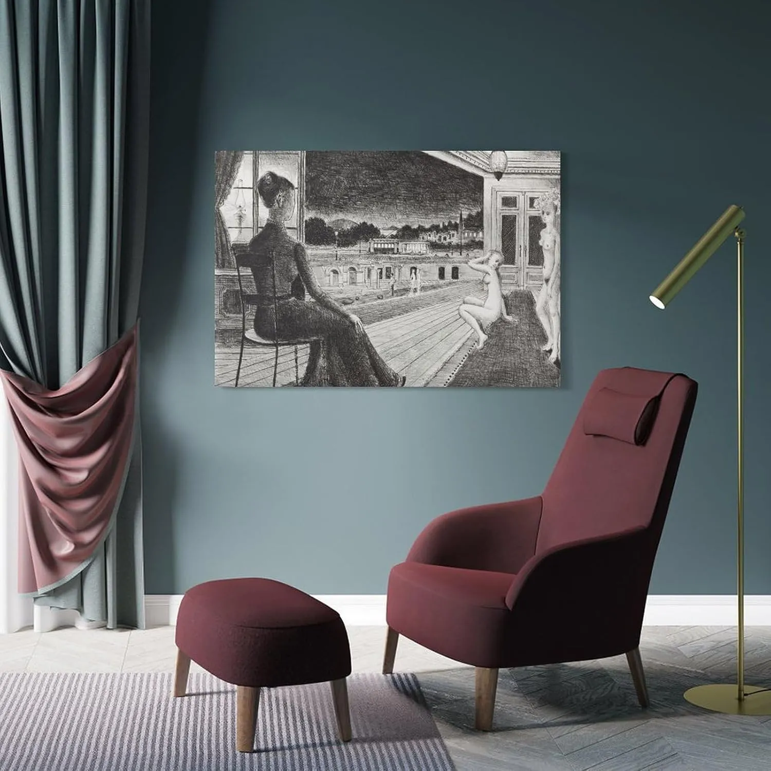 Paul Delvaux Posters Print Devant La Ville Posters Art Print Wall Photo Paint Poster Hanging Picture Family Bedroom Decor Gift 08x12inch(20x30cm)