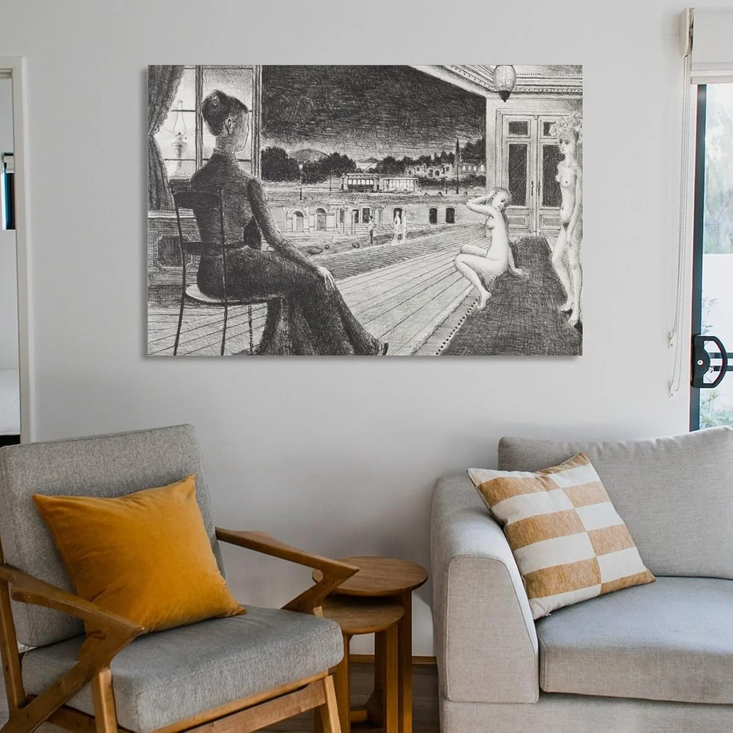 Paul Delvaux Posters Print Devant La Ville Posters Art Print Wall Photo Paint Poster Hanging Picture Family Bedroom Decor Gift 08x12inch(20x30cm)