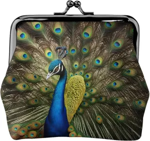 peacock feather print Coin Purse, Mini Change Purse for Women Small Coin Purse for Credit Card ID Key