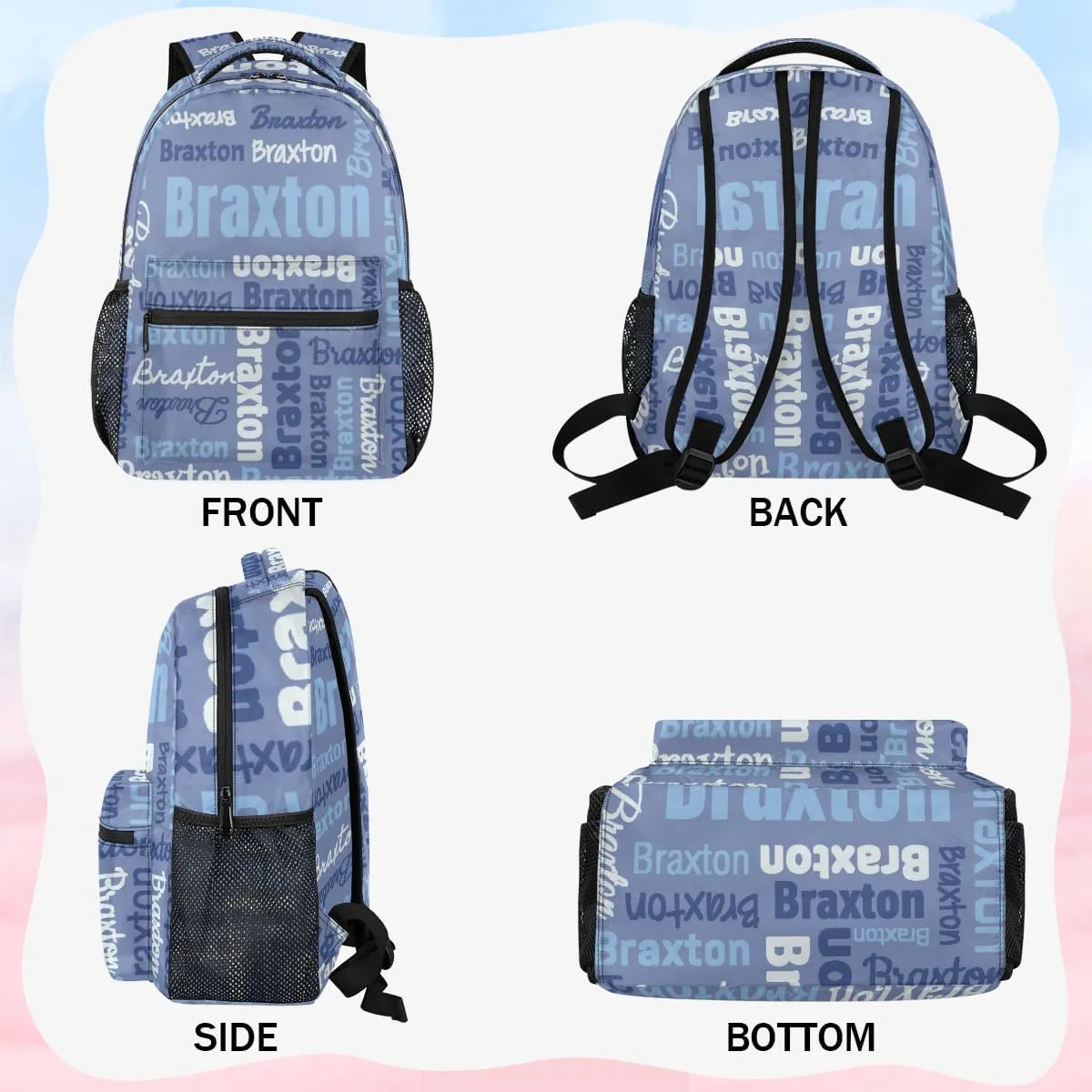 Personalized Backpacks with Name Large Customized Shoulder Bag Gifts for Women Men Waterproof Travel Casual Backpack 16in, Blue