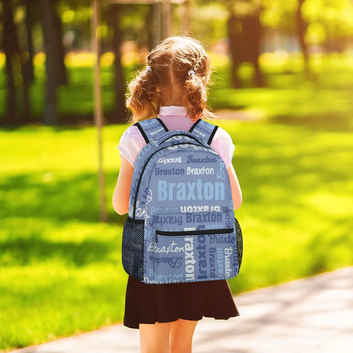 Personalized Backpacks with Name Large Customized Shoulder Bag Gifts for Women Men Waterproof Travel Casual Backpack 16in, Blue
