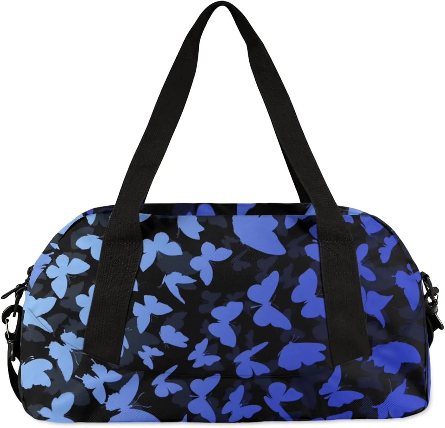 Personalized Butterfly Duffel Bag with Name Custom Travel Sports Bag for Women Men Waterproof Dance Ballet Bag Lightweight 18.5in, White Blue