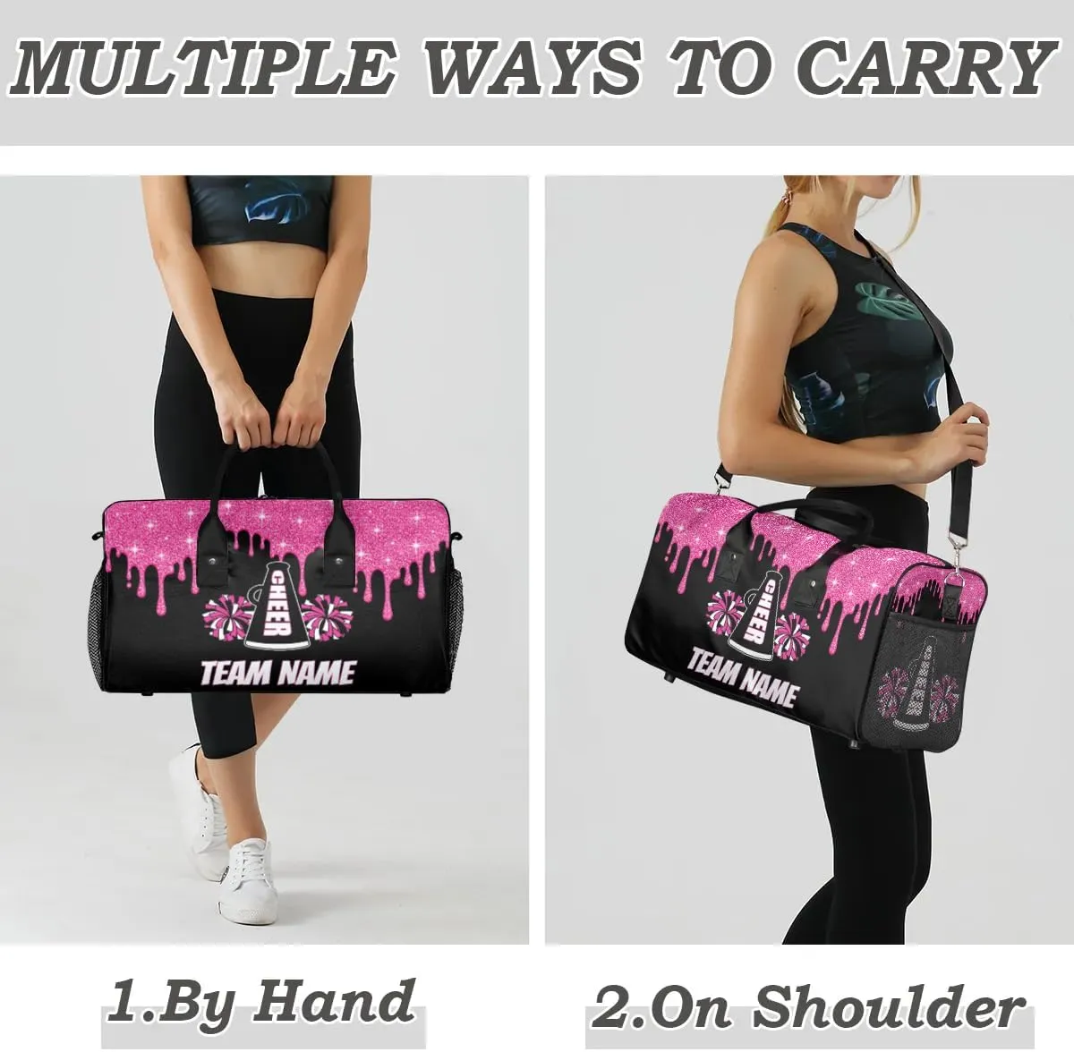 Personalized Cheer Bag for Cheerleaders, Sport Duffel Bag for Women, Cheerleading Gifts for Teams Pink