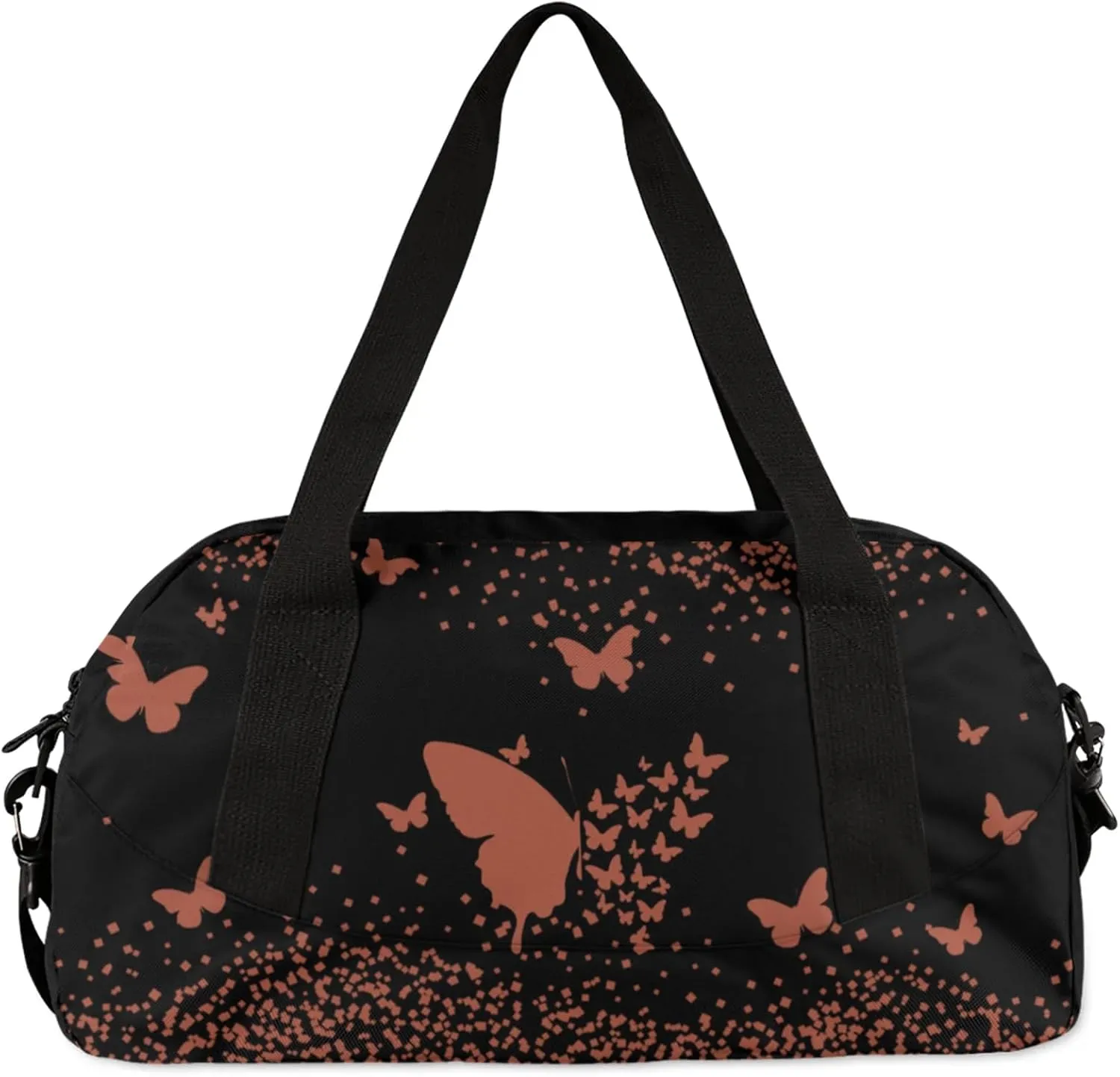 Personalized Duffel Bag with Name Butterfly Custom Travel Sports Bag for Women Men Waterproof Dance Ballet Bag Lightweight 18.5in, Brown