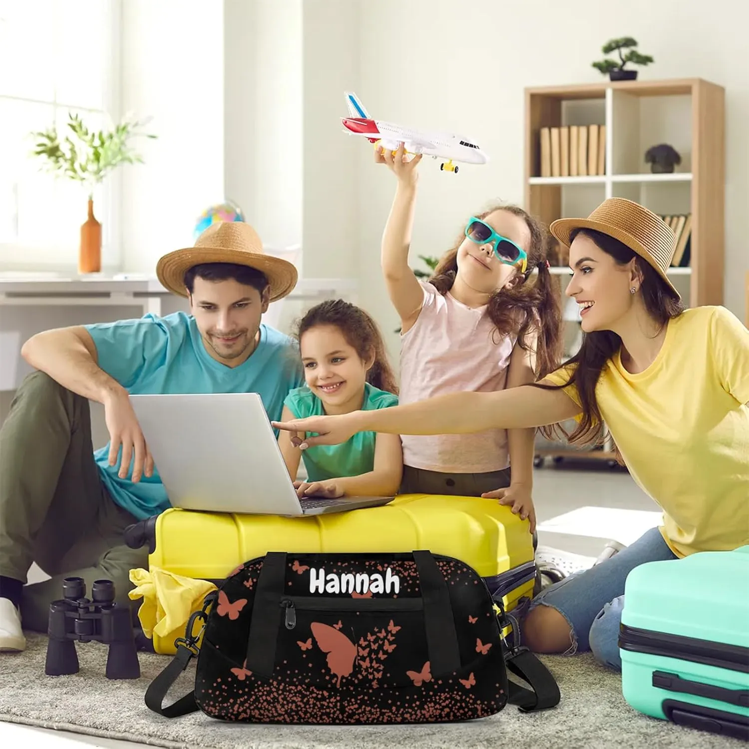 Personalized Duffel Bag with Name Butterfly Custom Travel Sports Bag for Women Men Waterproof Dance Ballet Bag Lightweight 18.5in, Brown