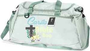 Personalized Floral Cross Bible Multi-compartment Large Travel Bag with Name and Shoulder Strap Baptism Birthday Gift for Women Christians