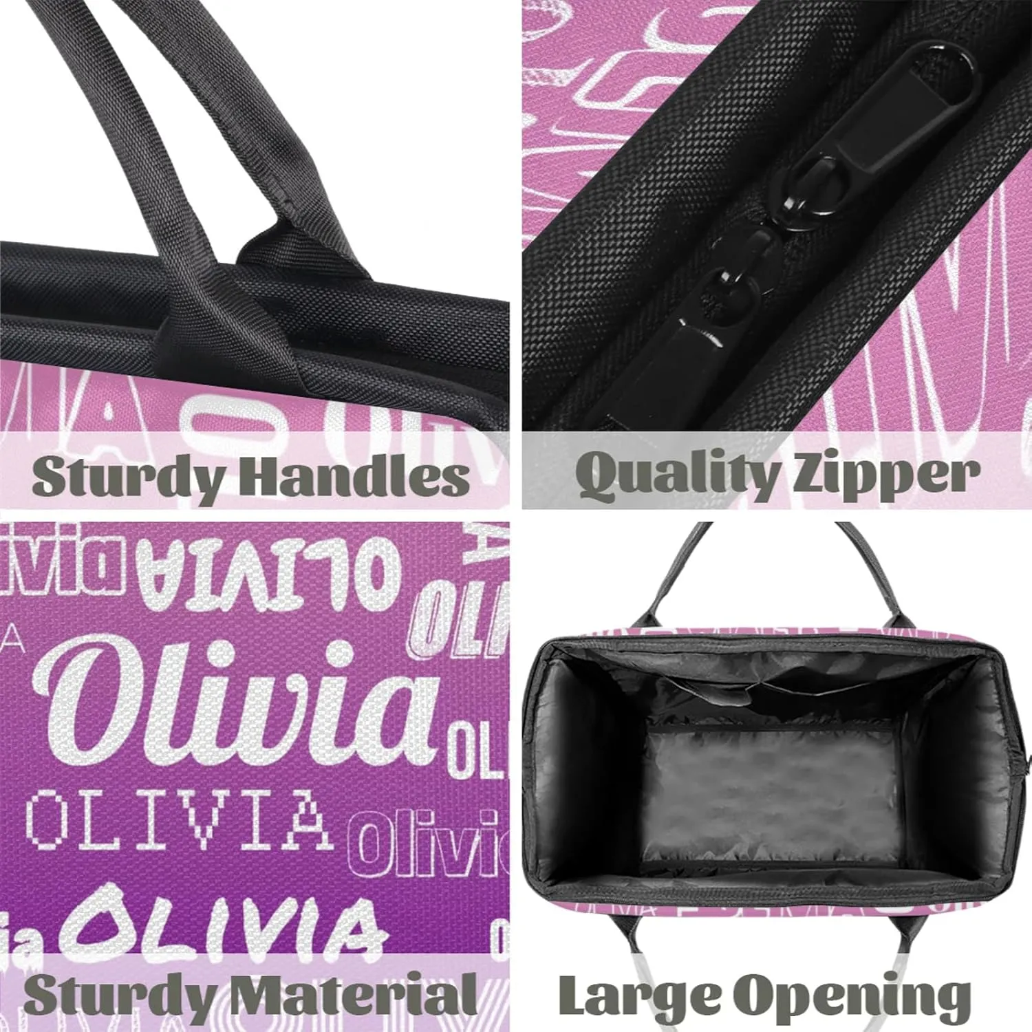 Personalized Gym Duffel Bag with Name Custom Travel Sports Bag for Women Men Waterproof Dance Ballet Bag Lightweight 15.2in, Pink Purple