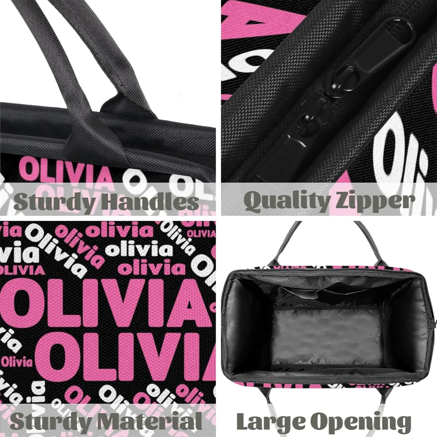 Personalized Gym Sport Duffel Bag with Name Custom Travel Overnight Bag Waterproof Customized Dance Bag Carry-On Tote 15.2in, Black Pink