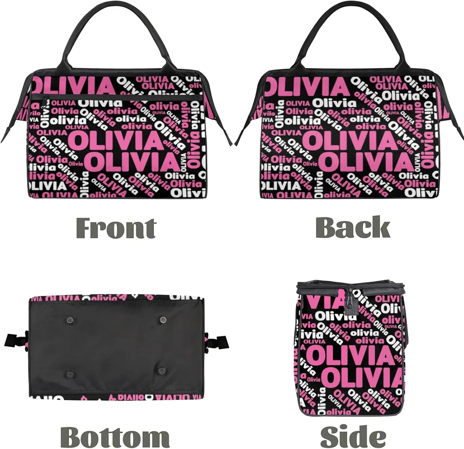 Personalized Gym Sport Duffel Bag with Name Custom Travel Overnight Bag Waterproof Customized Dance Bag Carry-On Tote 15.2in, Black Pink