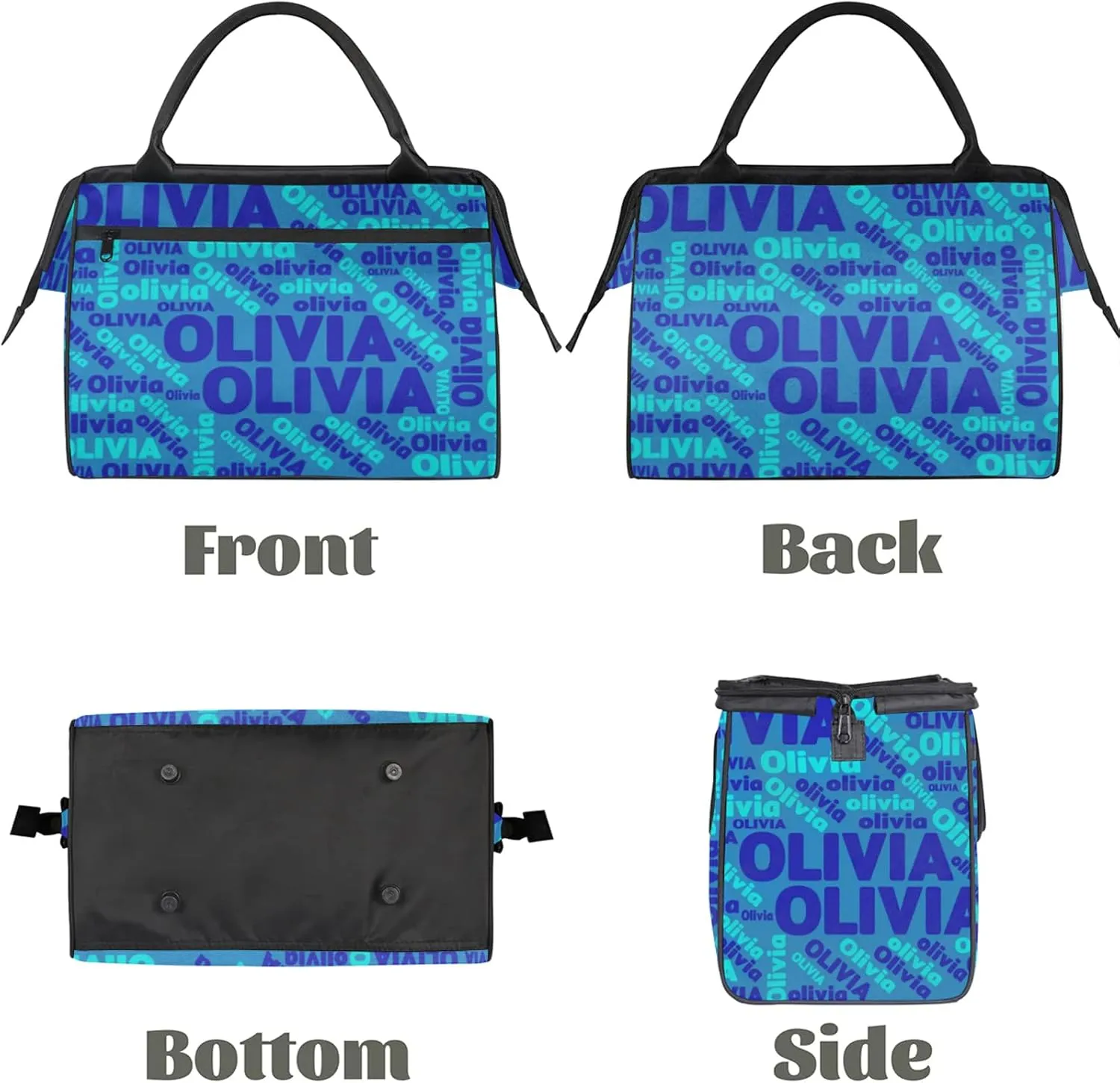 Personalized Gym Sport Duffel Bag with Name Custom Travel Overnight Bag Waterproof Customized Dance Bag Carry-On Tote 15.2in, Blue