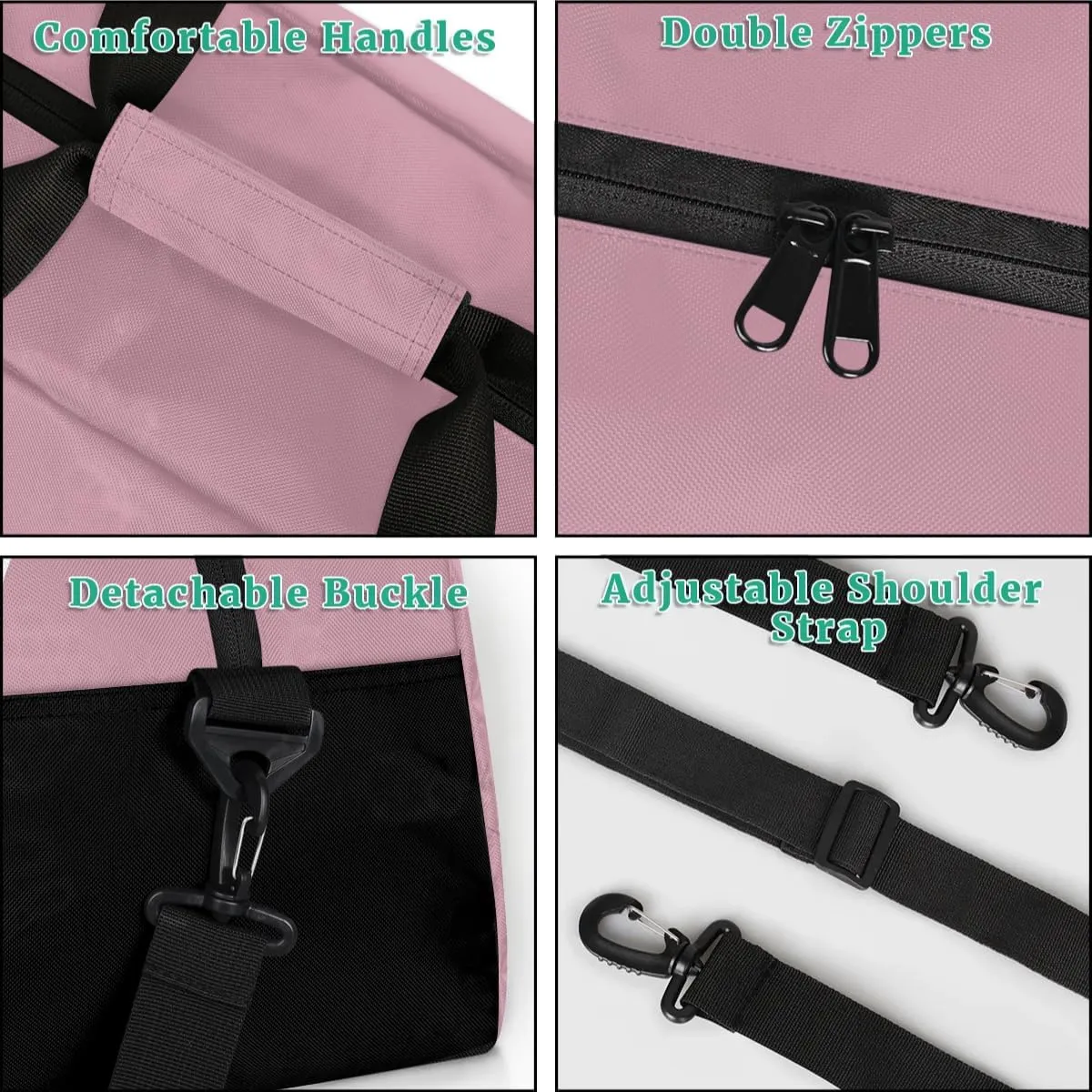 Personalized Travel Duffel Bag with Name, Custom Initial Gym Bag for Women Men, Monogram Sport Dance Ballet Bag Weekender Overnight Bag, Flesh Pink