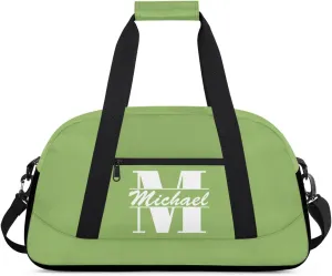 Personalized Travel Duffel Bag with Name, Custom Initial Gym Bag for Women Men, Monogram Sport Dance Ballet Bag Weekender Overnight Bag, Sage Green