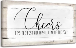 Pier 1 Imports 'Cheers' Large White Holiday Canvas Wall Art by Sticker 5020352