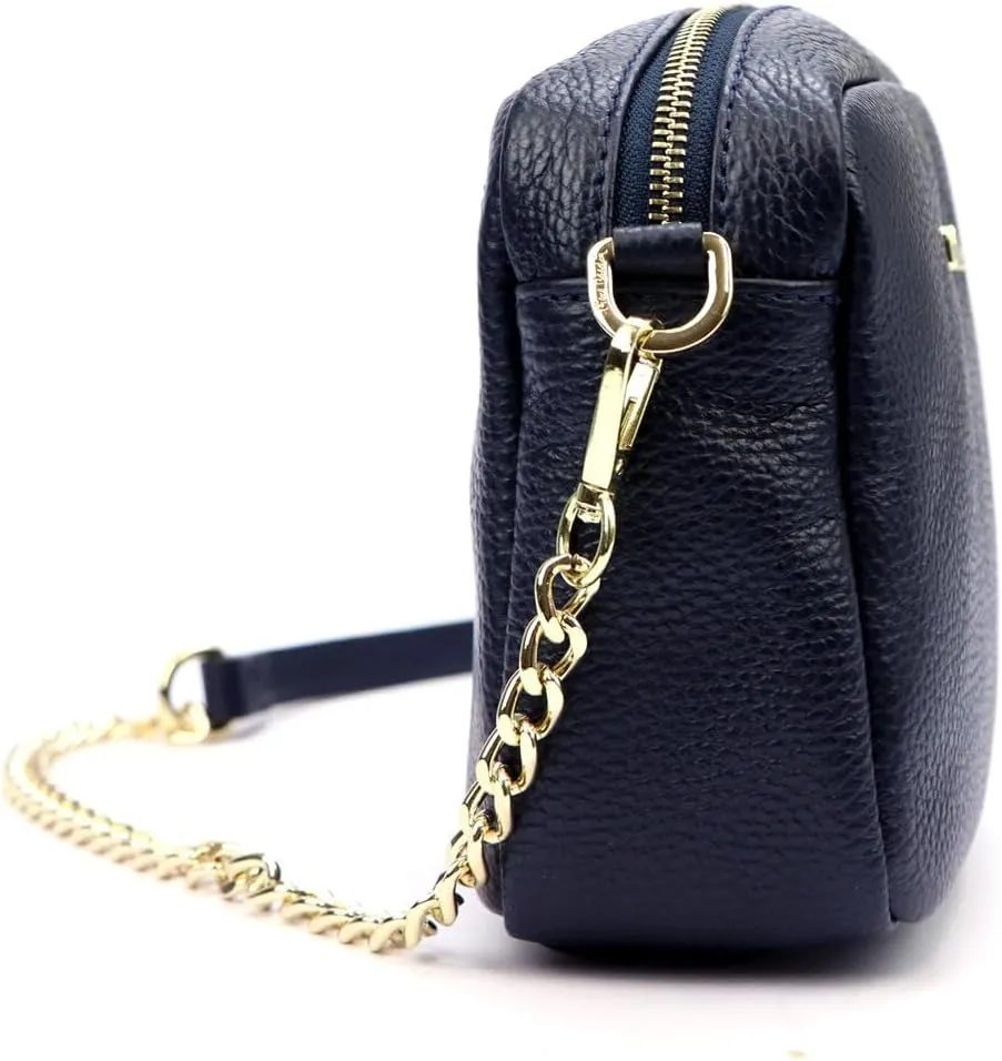 Pierre Cardin FRZ 1848 DOLLARO Women's Handbag - Genuine Leather, Adjustable Chain Shoulder Strap, Gold Finish