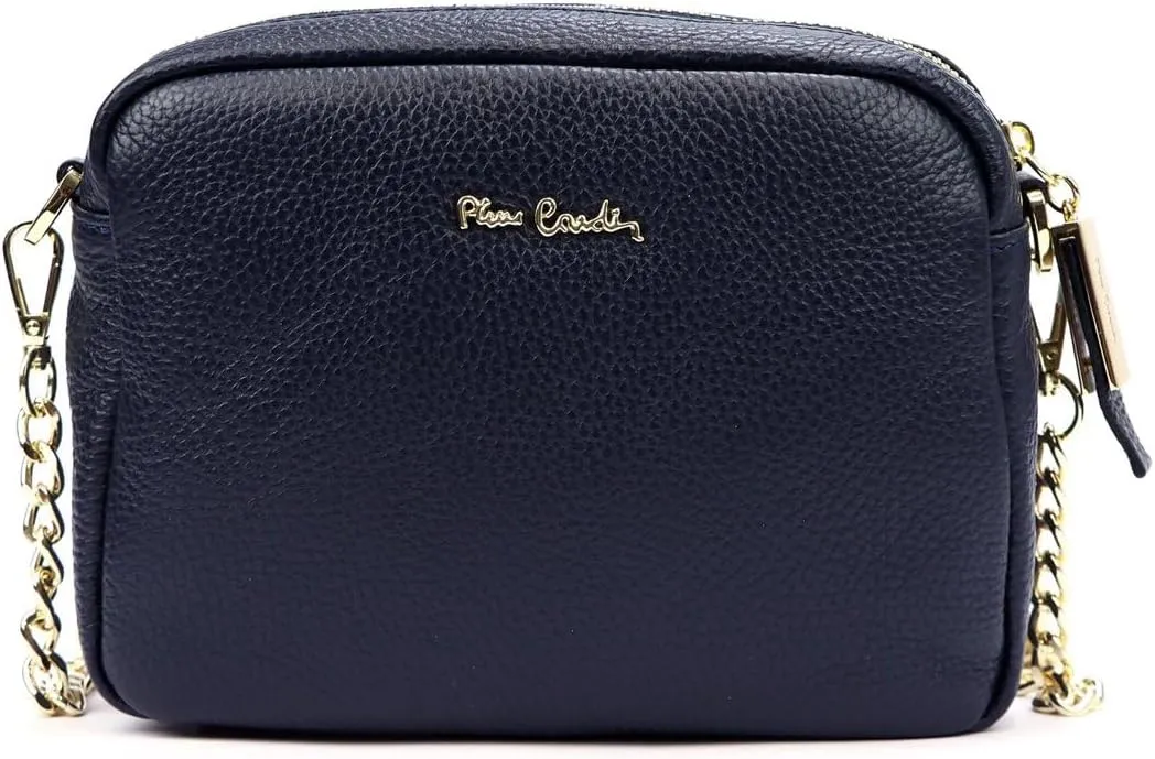 Pierre Cardin FRZ 1848 DOLLARO Women's Handbag - Genuine Leather, Adjustable Chain Shoulder Strap, Gold Finish
