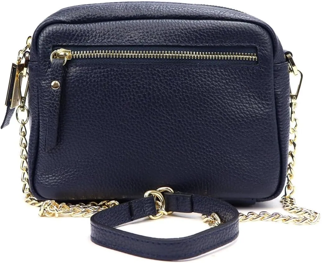 Pierre Cardin FRZ 1848 DOLLARO Women's Handbag - Genuine Leather, Adjustable Chain Shoulder Strap, Gold Finish
