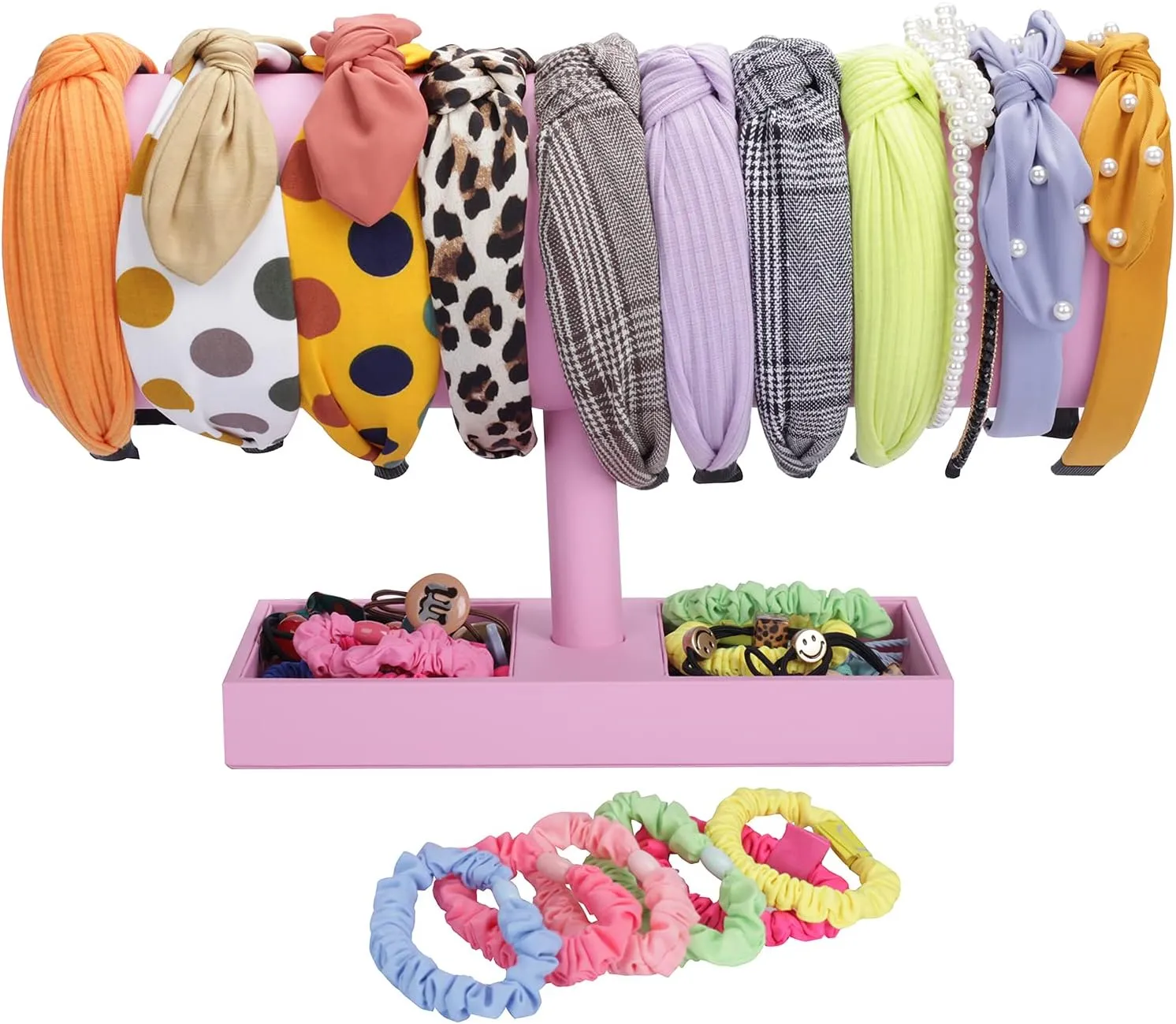 Pink Leather Headband Holder Fashion Headband Organizer for Baby Girl Women Headband Display Stand