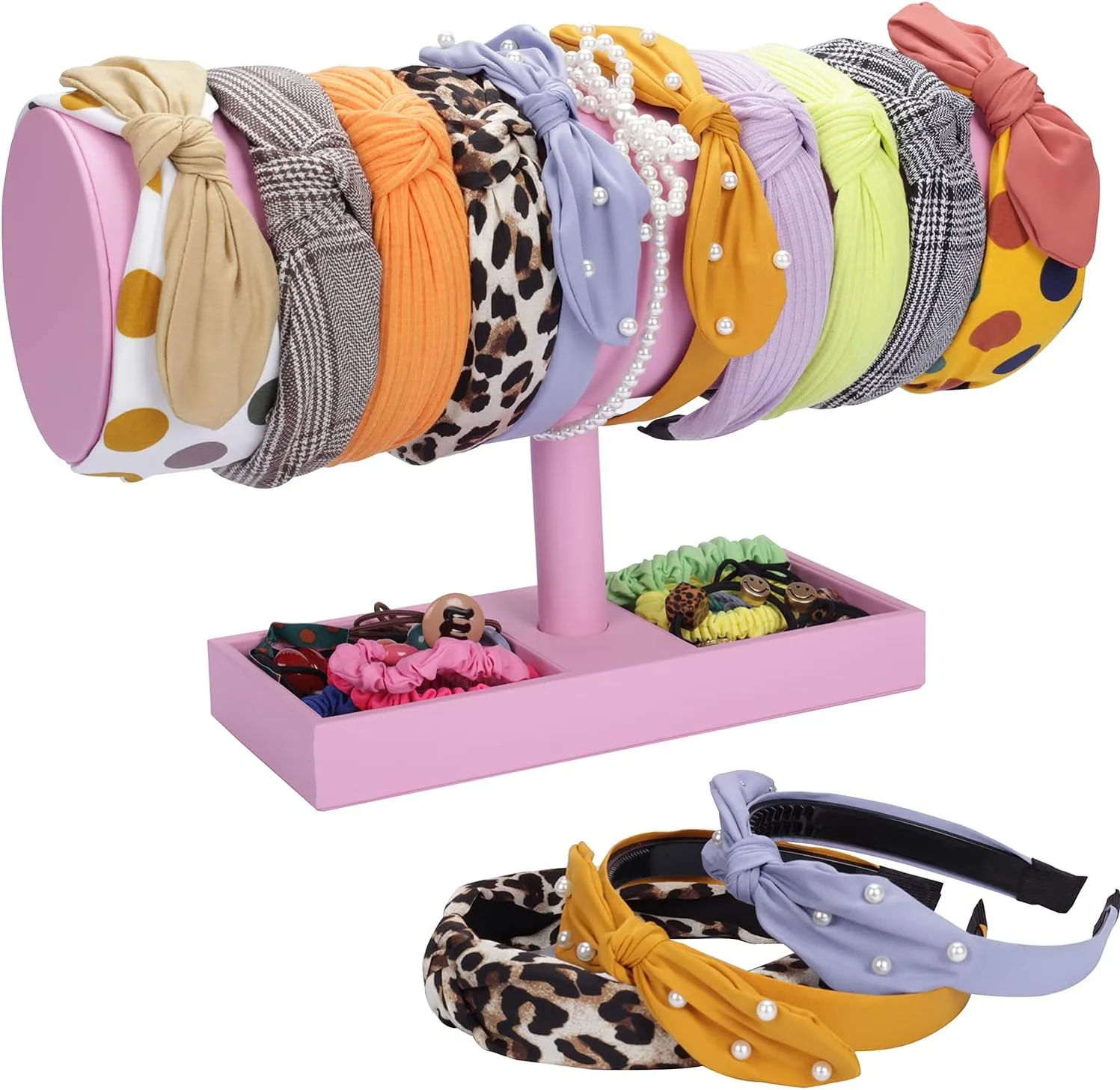 Pink Leather Headband Holder Fashion Headband Organizer for Baby Girl Women Headband Display Stand