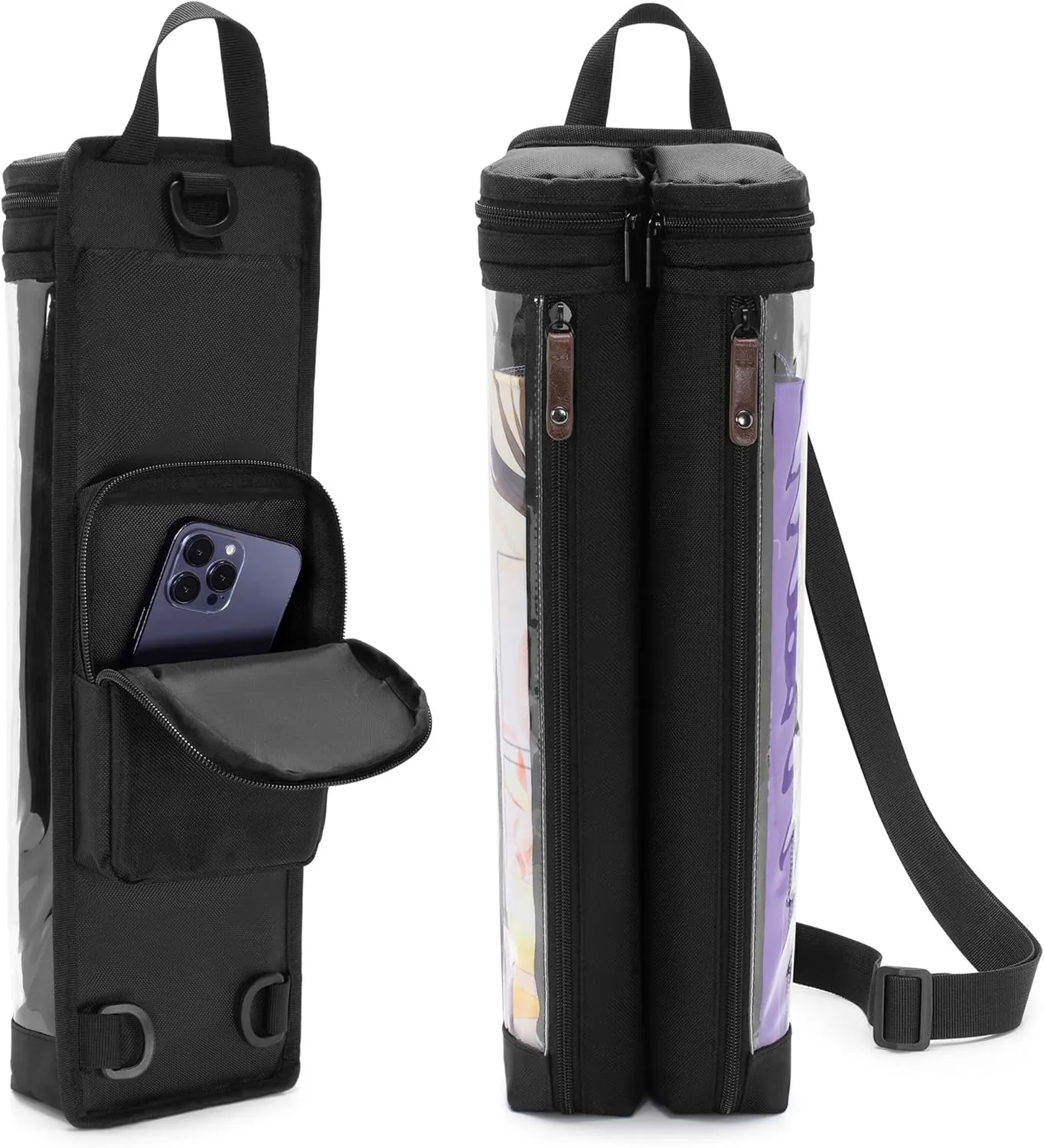 Playmat Tube Case for 2pcs W14’’x L24’’ Playmat, Gaming Playmat Tube Case with Dice Holder for TCG/MTG Playmat, Play Game Mat Tube Storage Case Container with Support Panel and Shoulder Strap