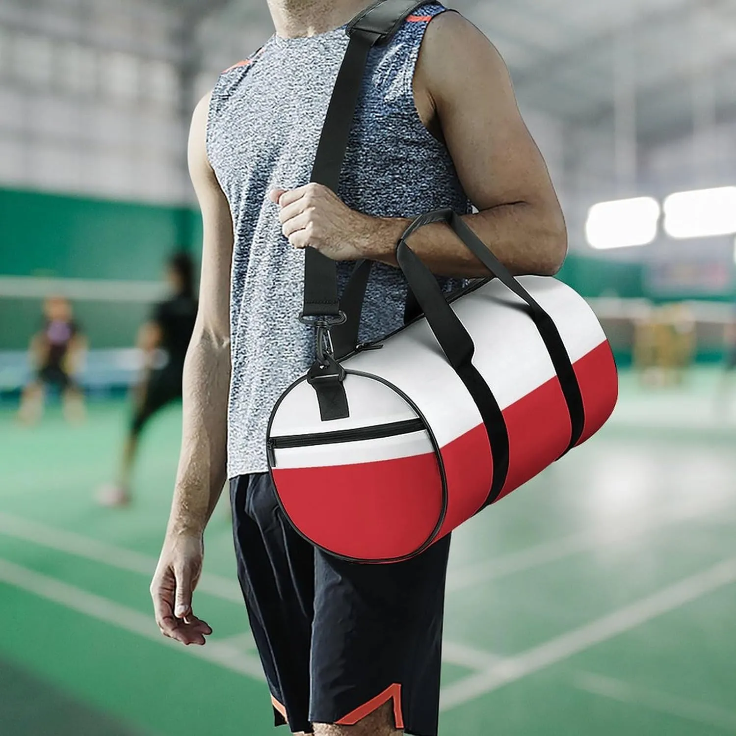 Poland Flag Sports Duffel Bag for Men Women with Shoe Compartment Gym Weekender Tote