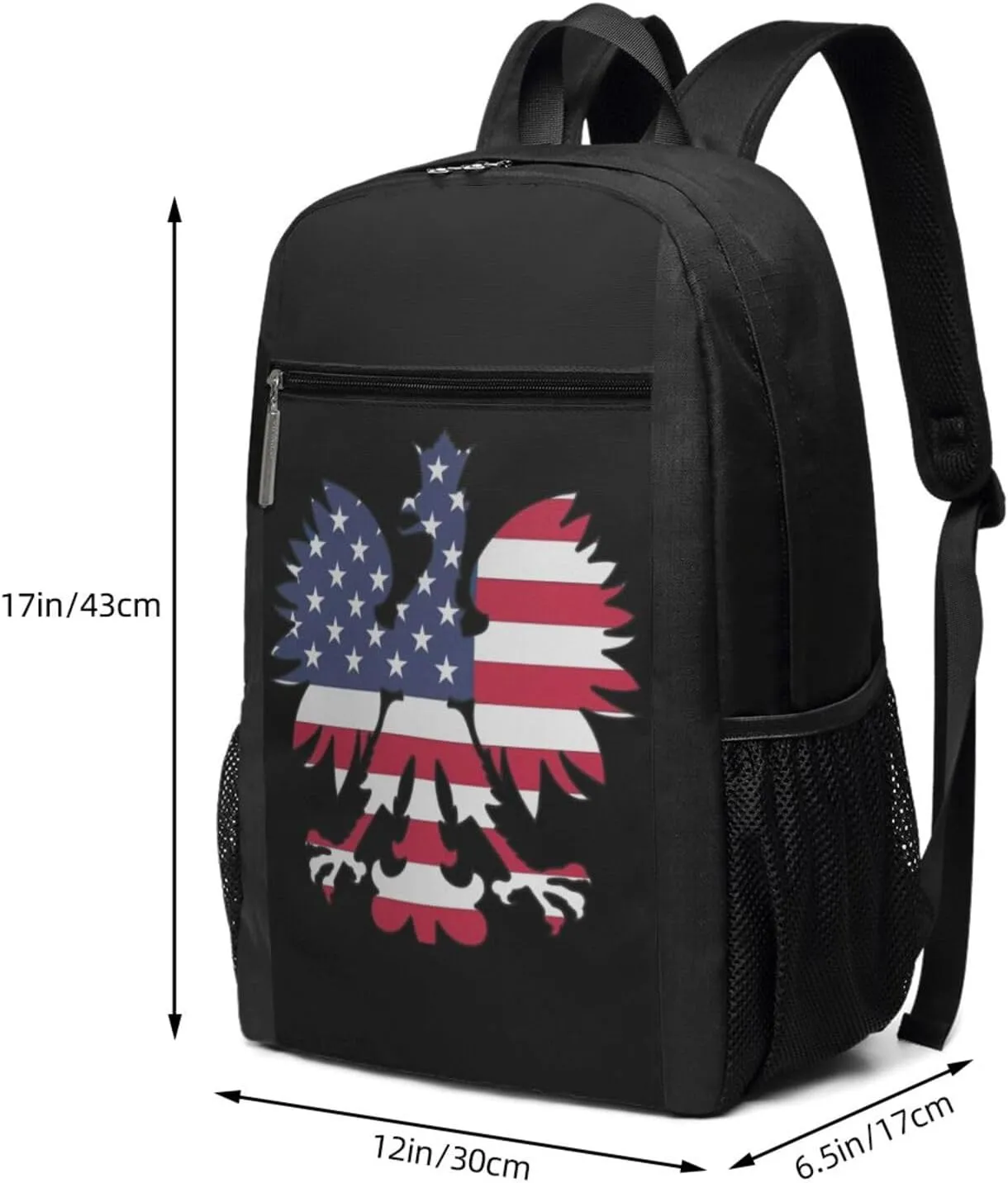 Polish American Eagle Casual Backpacks Sports Backpack Large Capacity Travel Rucksack Laptop Daypack with Multi-Pockets Adjustable Strap Work Bag for Hiking