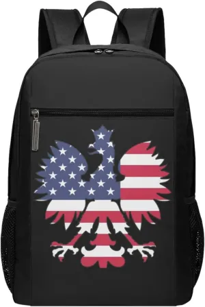 Polish American Eagle Casual Backpacks Sports Backpack Large Capacity Travel Rucksack Laptop Daypack with Multi-Pockets Adjustable Strap Work Bag for Hiking