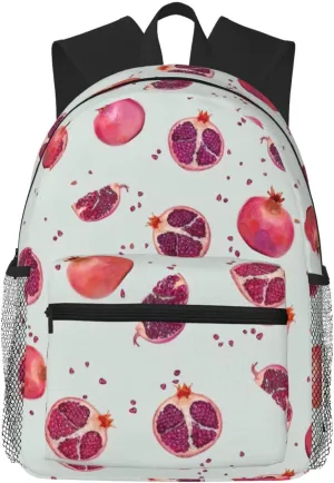 Pomegranate Pattern Casual Backpack Multi-Purpose Leisure Day Bag, Lightweight and Comfortable,fit for Vacation, Black, One Size