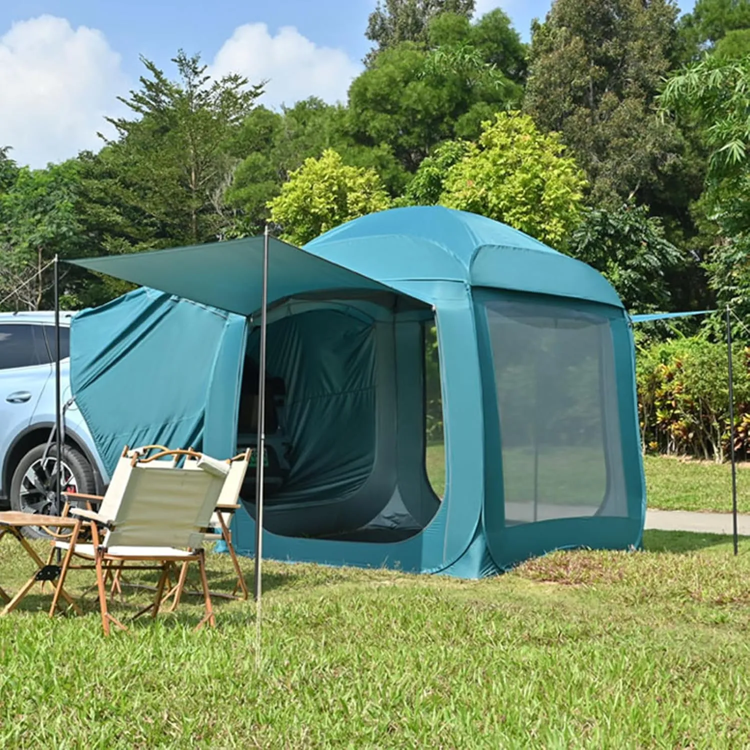 Pop Up Car Rear Tent SUV Car Tailgate Awning Tents for Camping,Portable Big Space Van Trunk Tent Cover,Multipurpose Rear Hatch Tent UV Protection Coating Water Proof