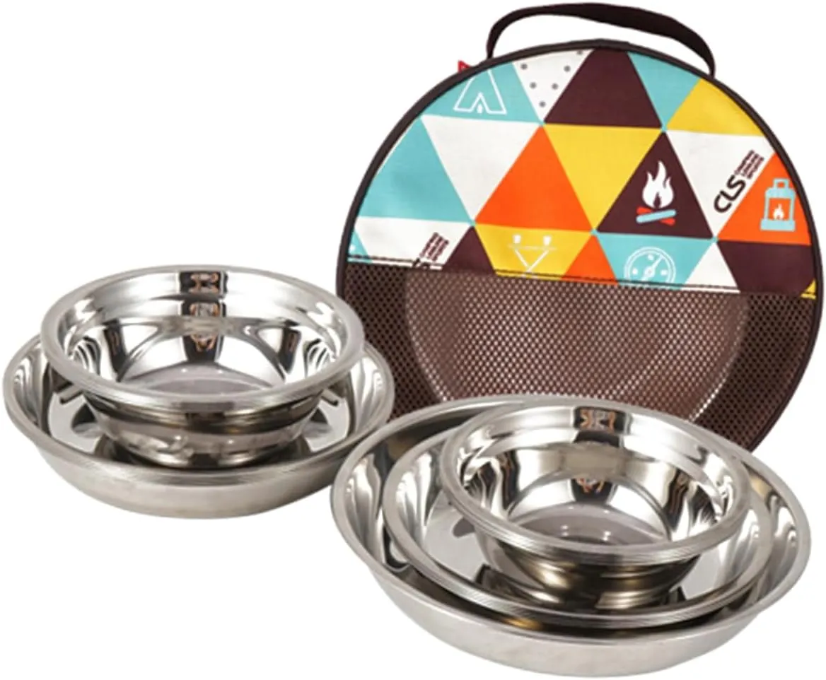 POPETPOP 1set Camping Kit Complete Outdoor Tableware with Plates Bowls for Picnics Bbqs Hiking Home Use Safe Convenient Design