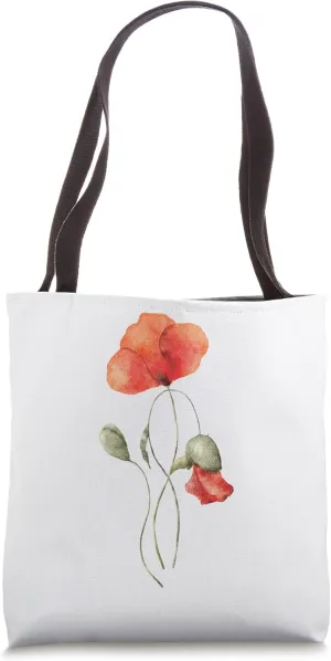 Poppy Watercolour Art Poppy Seeds Red Botanical Poppies Tote Bag