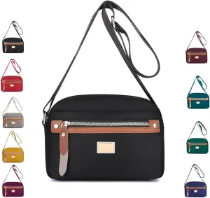 Popularate Nylon Crossbody Bag, Popularate Multi Pockets with Zipper Waterproof Nylon Crossbody Bag