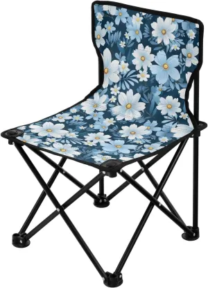 Portable Camping Chairs Flowers Floral Blue Lightweight Folding Chair for Camping, Beach, Picnic, Travel and Sports with Carry Bag 20850583