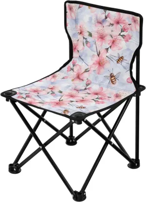 Portable Camping Chairs Flowers Floral Pink Lightweight Folding Chair for Camping, Beach, Picnic, Travel and Sports with Carry Bag 20850160