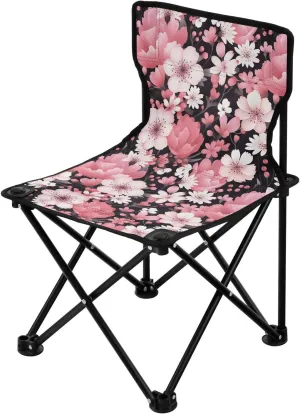 Portable Camping Chairs Flowers Floral Pink Lightweight Folding Chair for Camping, Beach, Picnic, Travel and Sports with Carry Bag 20851502
