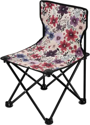 Portable Camping Chairs Flowers Floral Purple Lightweight Folding Chair for Camping, Beach, Picnic, Travel and Sports with Carry Bag 20851541