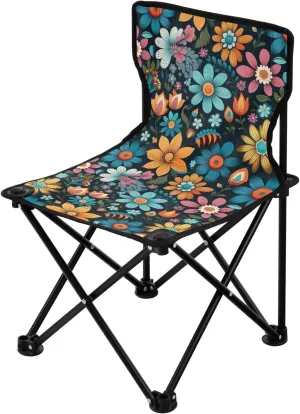 Portable Camping Chairs Flowers Floral Vintage Lightweight Folding Chair for Camping, Beach, Picnic, Travel and Sports with Carry Bag 20851531